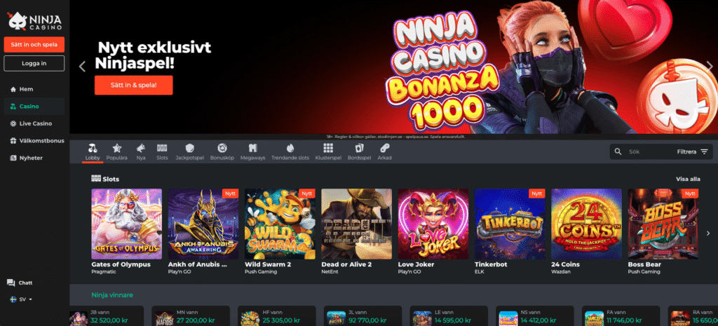 recension ninja casino 2025